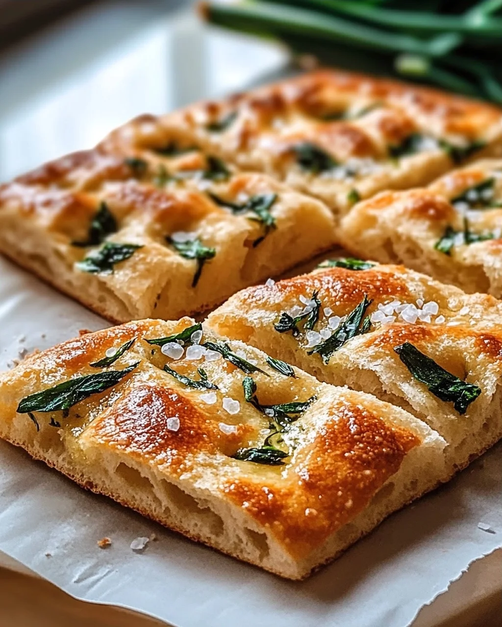 Bärlauch Focaccia mit Meersalz – Aromatischer Genuss!