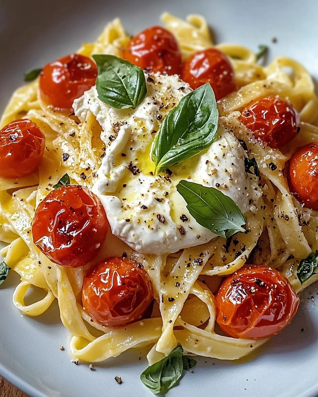 Burrata Pasta mit Tomaten Schnell & Einfach aus dem Ofen
