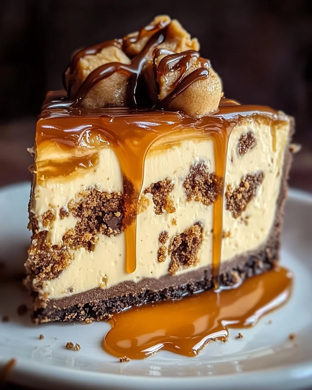 Cookie Dough Cheesecake mit Salted Caramel Swirl