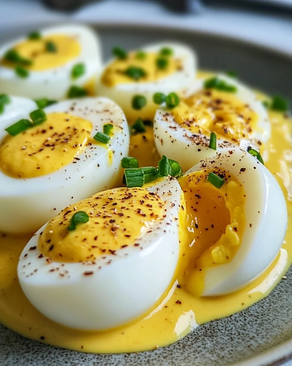 Eier in Senfsoße