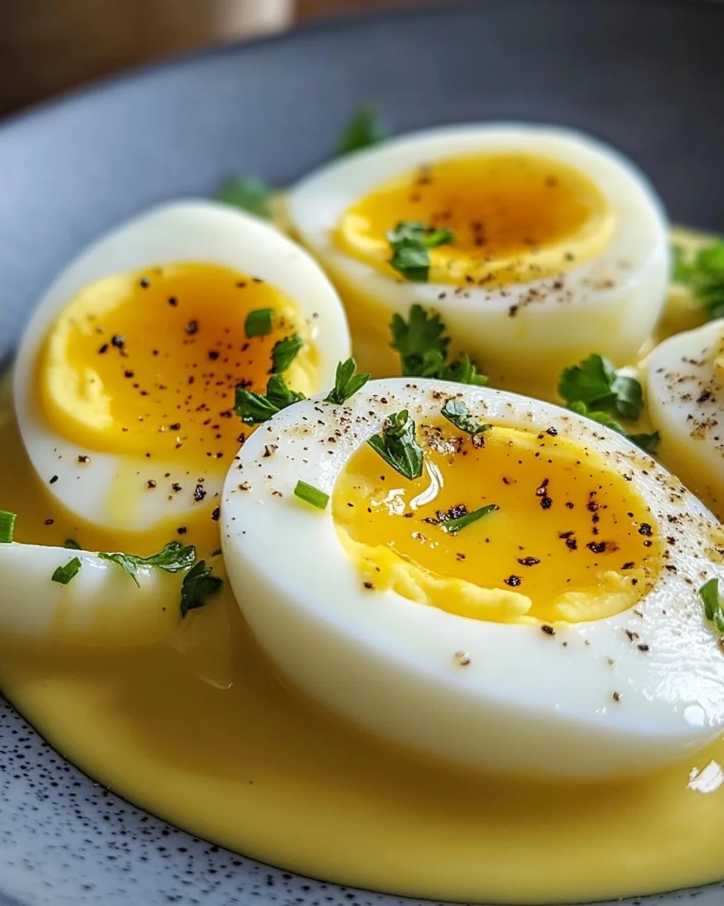 Eier in Senfsoße