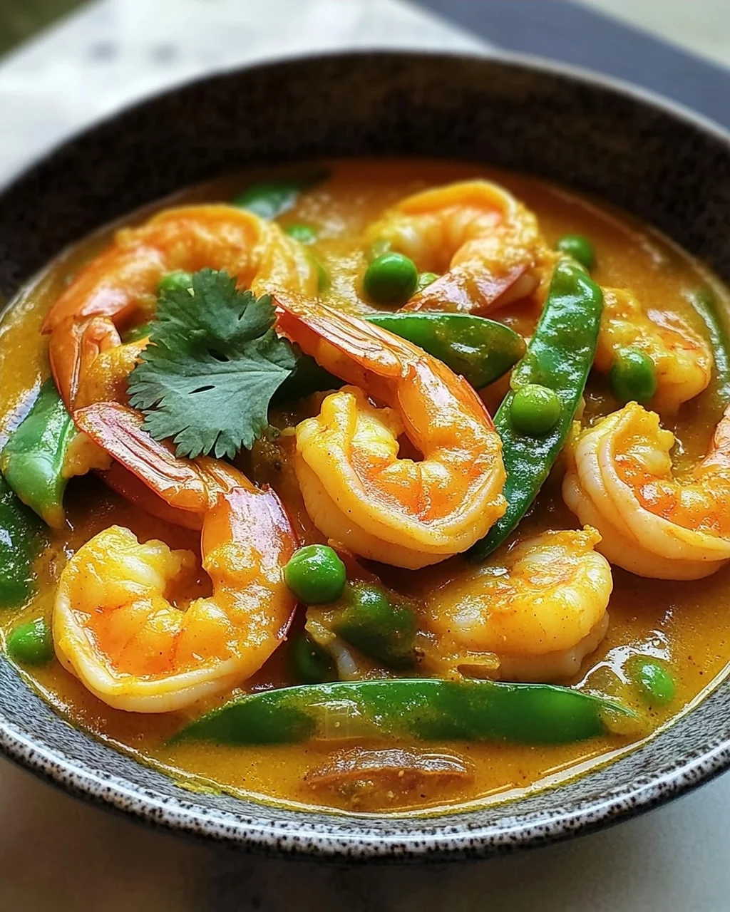 Garnelencurry mit Zuckerschoten