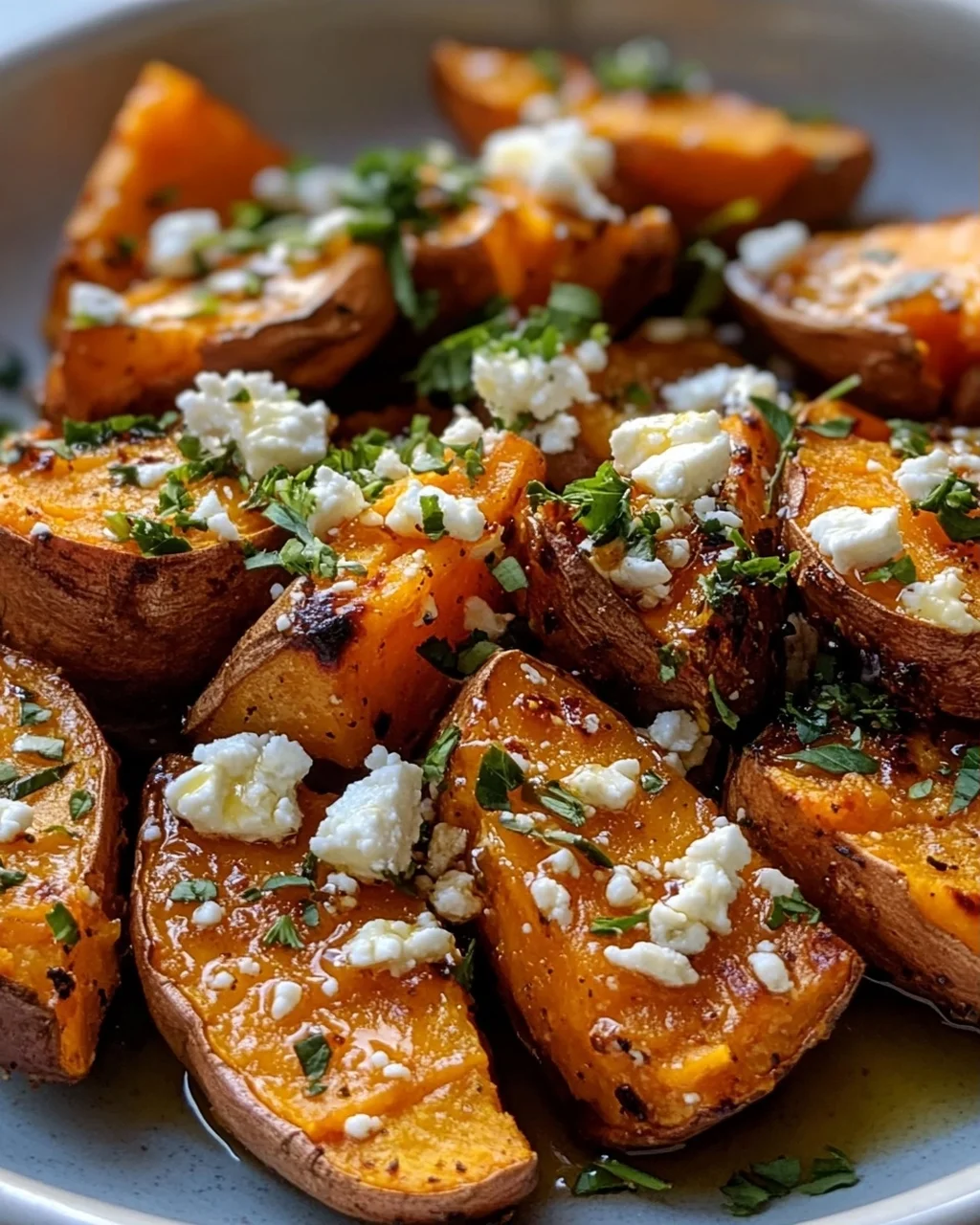 Gebackene Süßkartoffeln mit Honig & Feta – Schnell & lecker!
