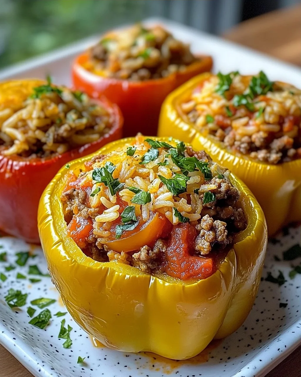 Gefüllte Paprika mit Hackfleisch und Reis