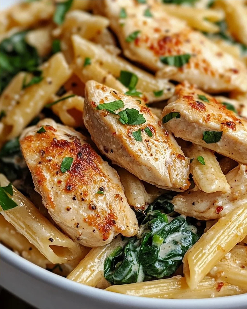Gesunde Knoblauch-Parmesan-Hähnchen-Pasta
