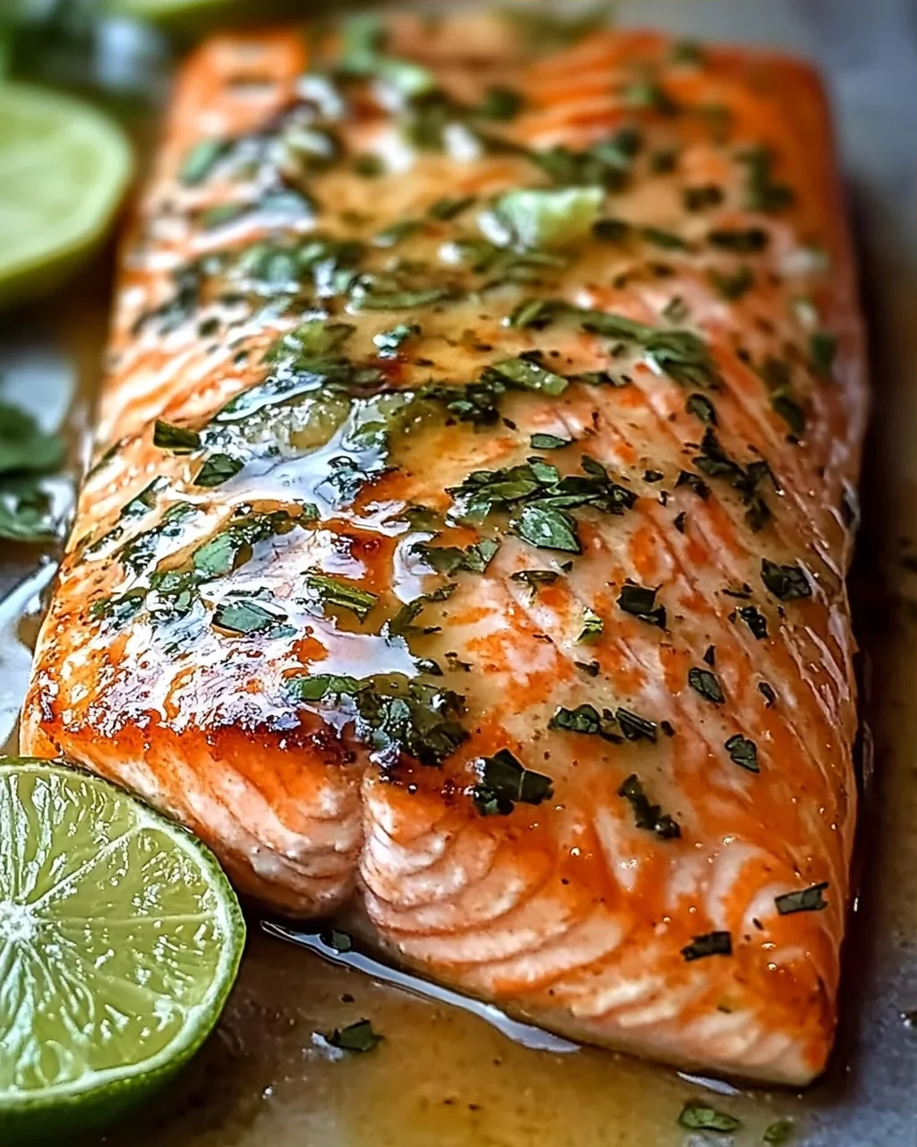 Honig-Limetten-Knoblauch-Butter gebackener Lachs Rezept