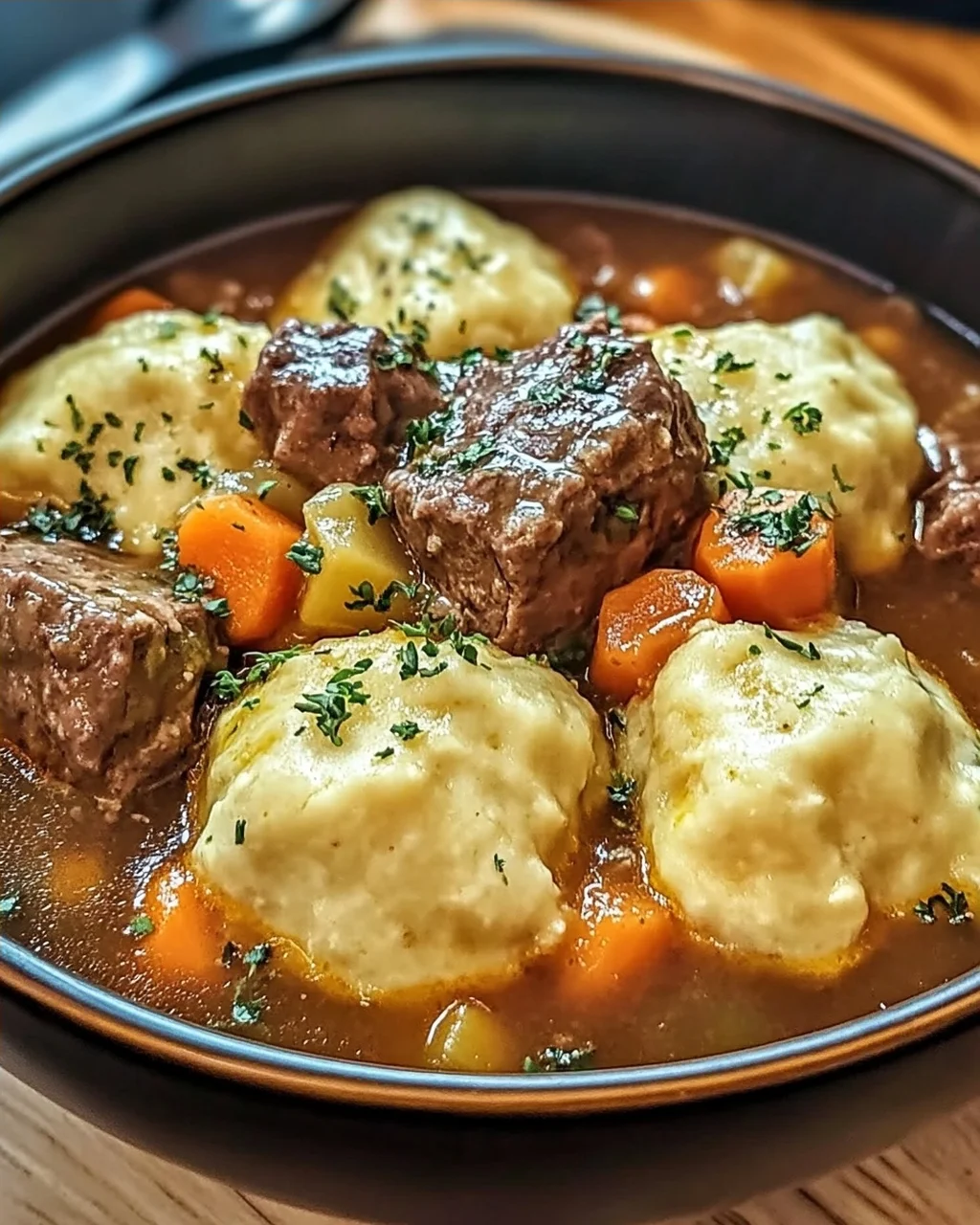 Irisches Eintopf mit Cheddar-Nocken für kalte Tage