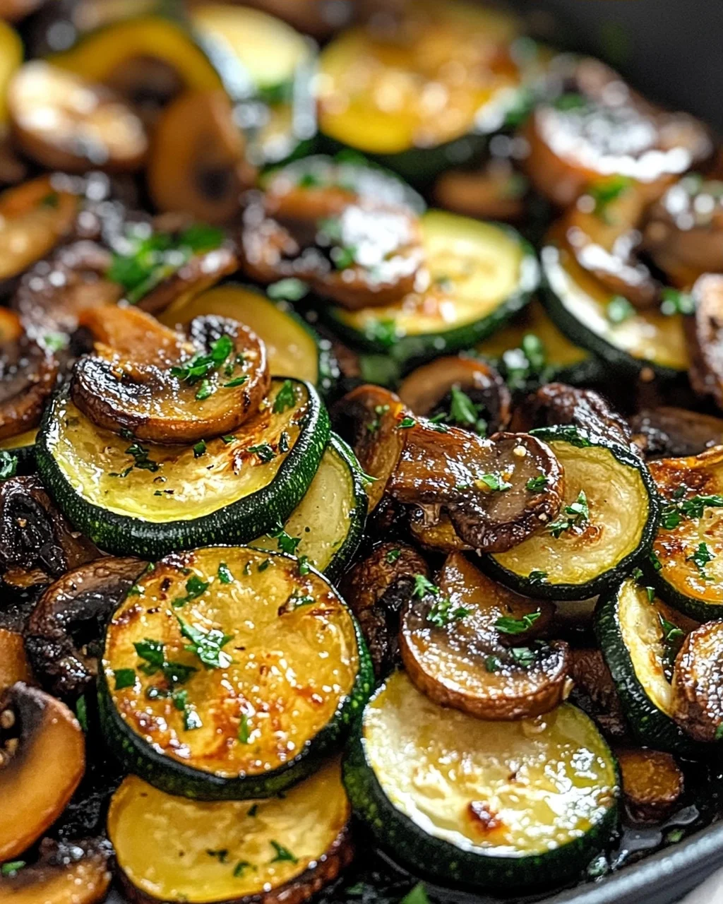 Karamellisierte Zucchini und Pilz-Pfanne für Genießer