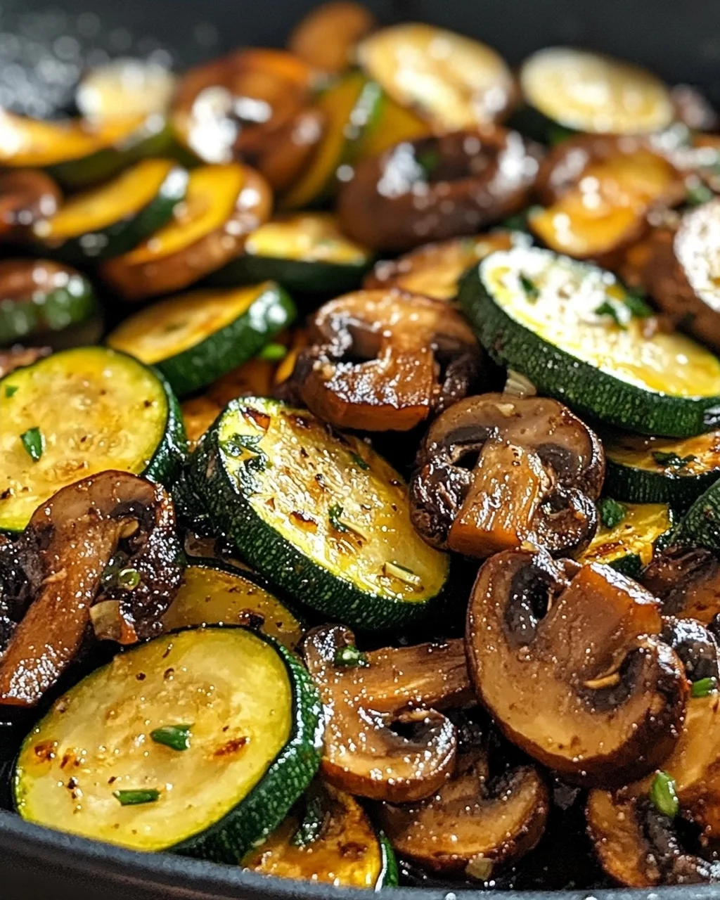 Karamellisierte Zucchini und Pilz-Pfanne für Genießer