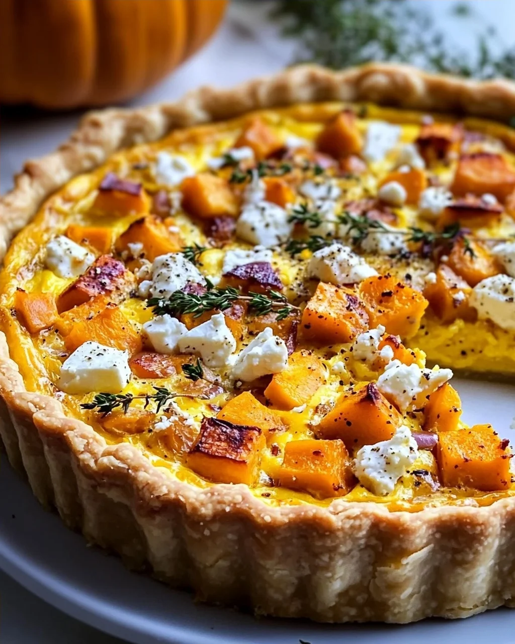 Kürbis Quiche mit Feta – Einfaches Rezept für Herbstgenuss!