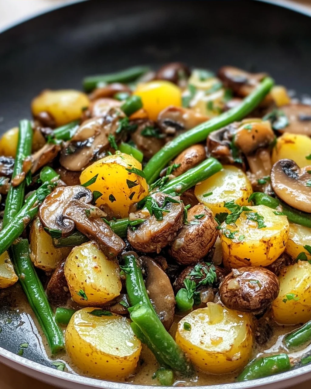 Leckere Kartoffel Pilz Pfanne mit Bohnen – Einfaches Rezept!