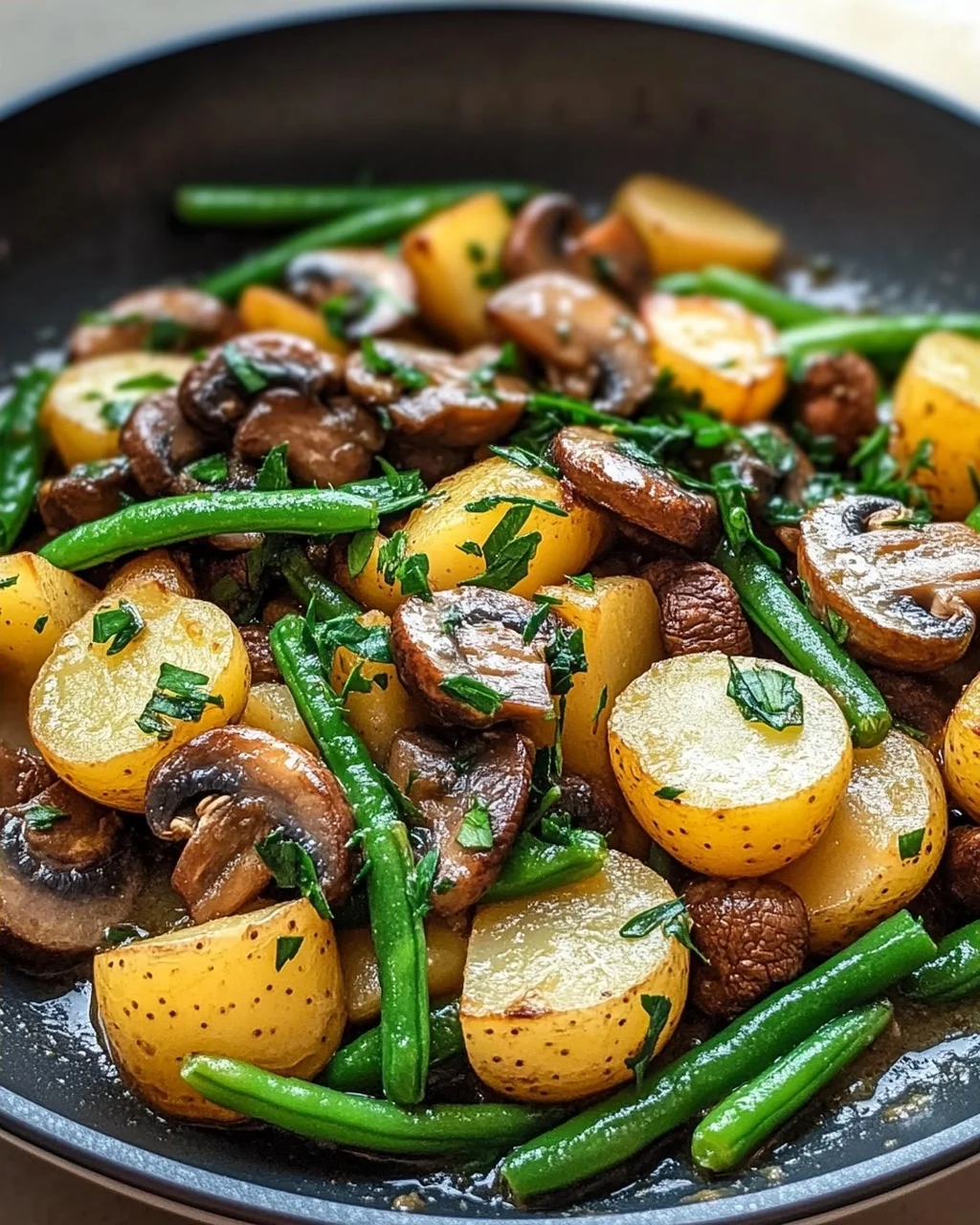 Leckere Kartoffel Pilz Pfanne mit Bohnen – Einfaches Rezept!