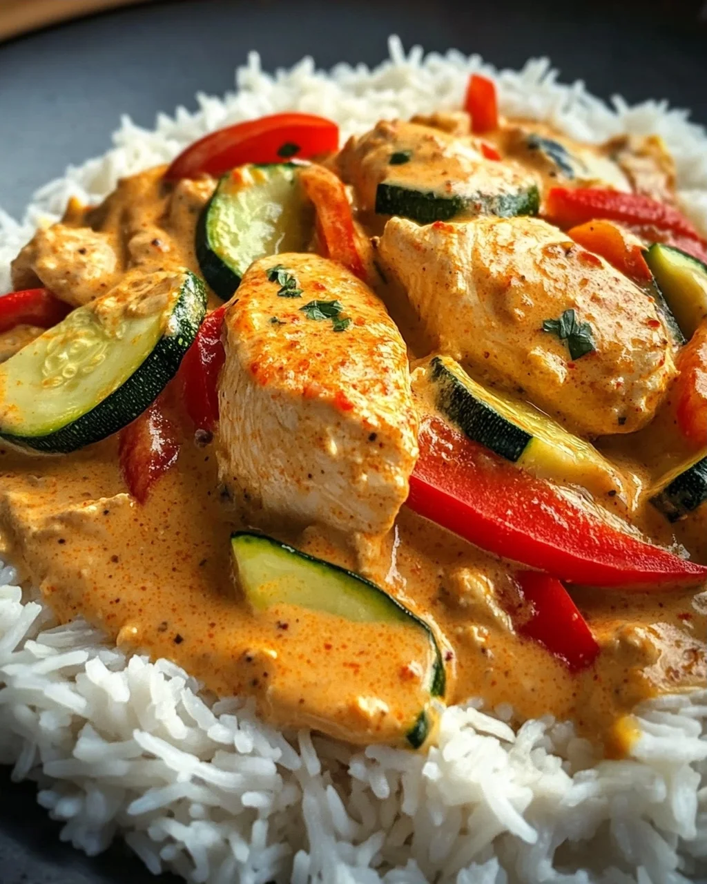 Paprika-Zucchini-Rahm-Hähnchen