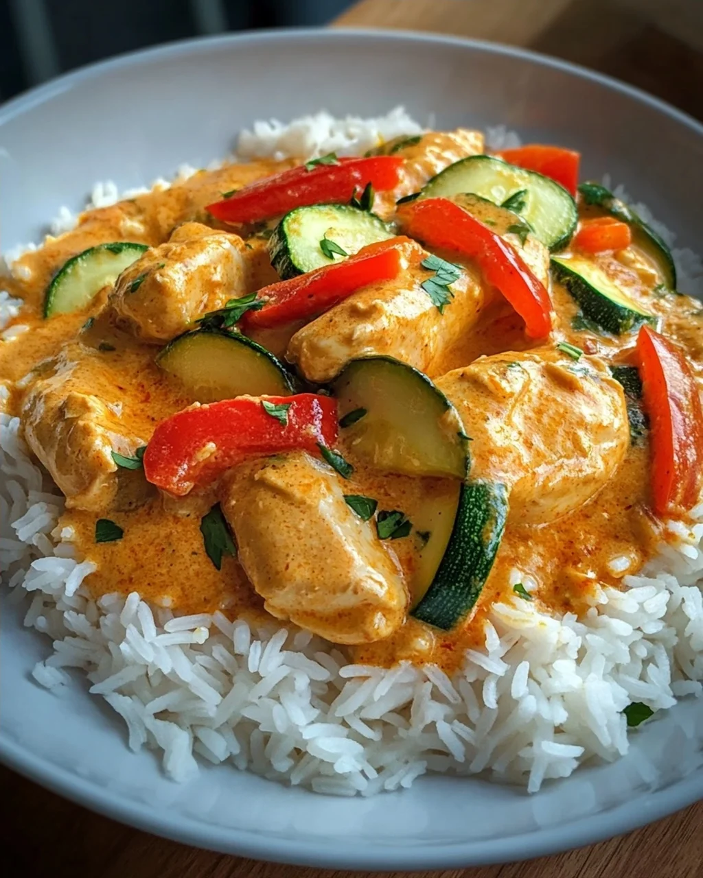 Paprika-Zucchini-Rahm-Hähnchen