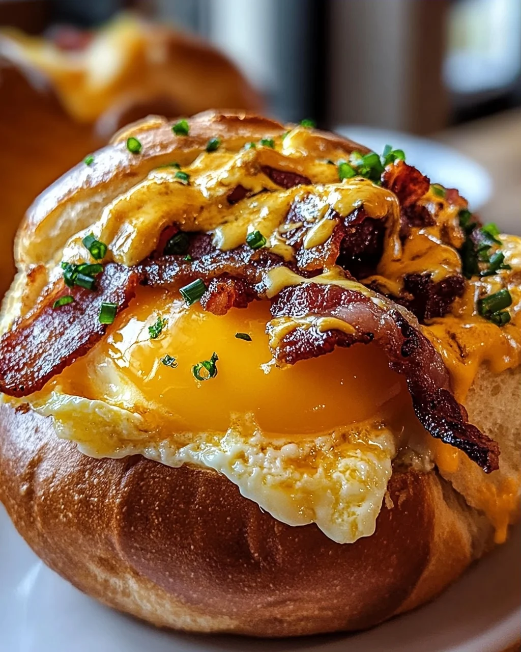 Perfekte Frühstücksbrötchen: Ei, Beef Bacon & Käse-Genuss