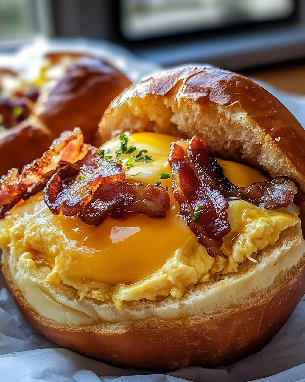Perfekte Frühstücksbrötchen: Ei, Beef Bacon & Käse-Genuss