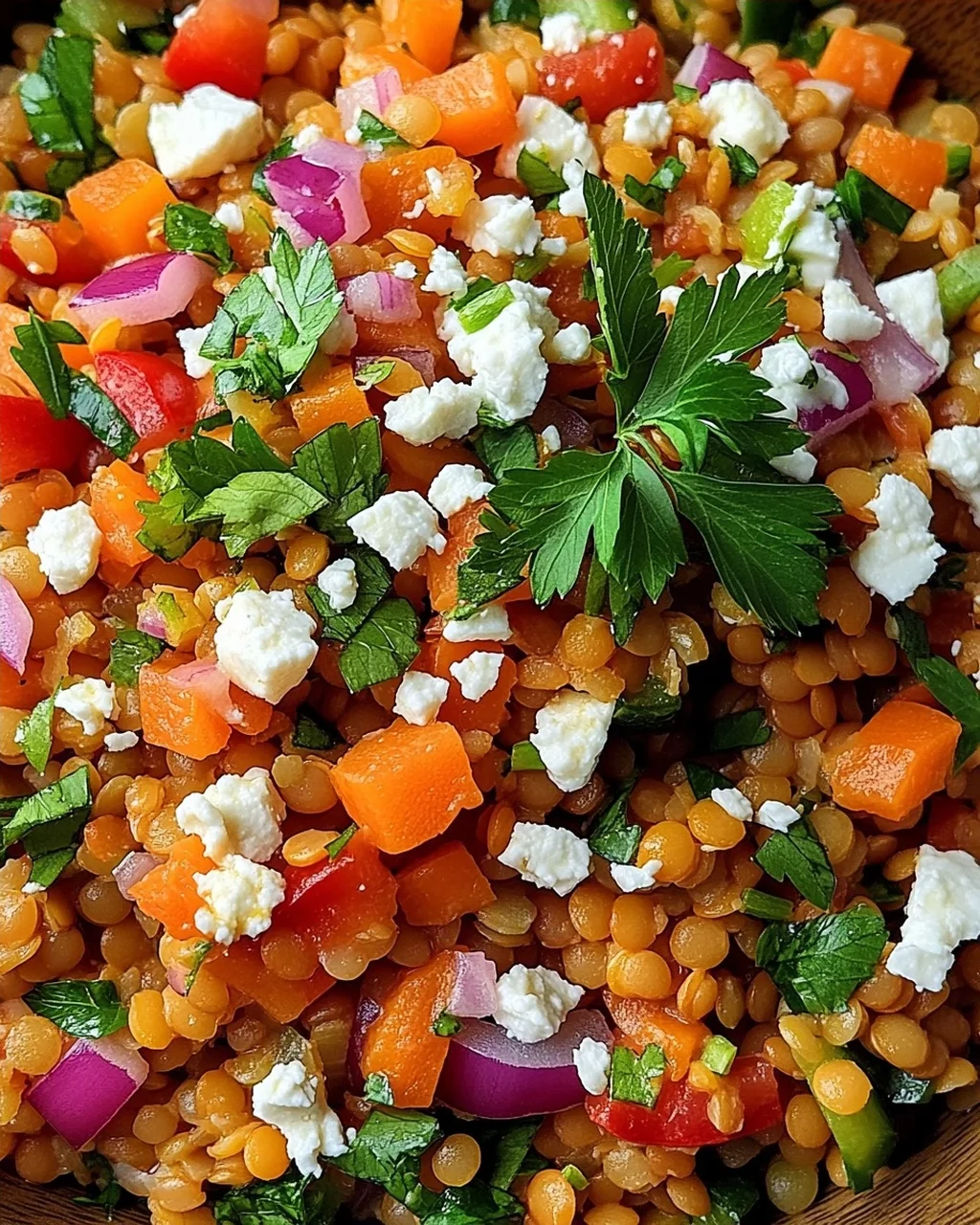 Rote Linsen Salat Orientalisch mit Feta