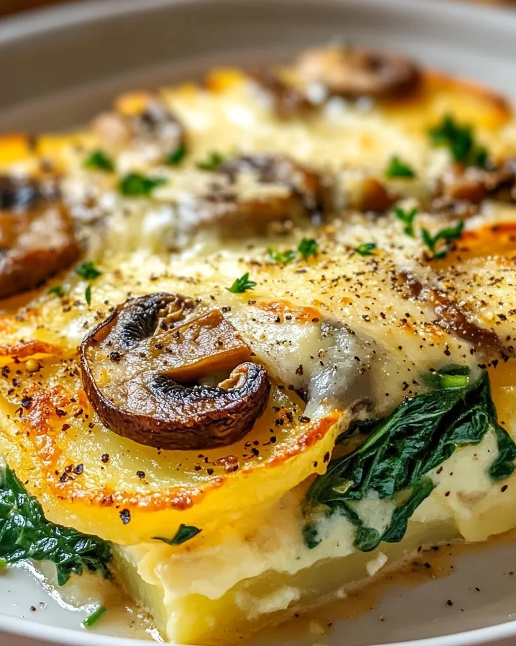 Rustikaler Kartoffel-Spinat-Pilz Auflauf – Herzhaft & Lecker!
