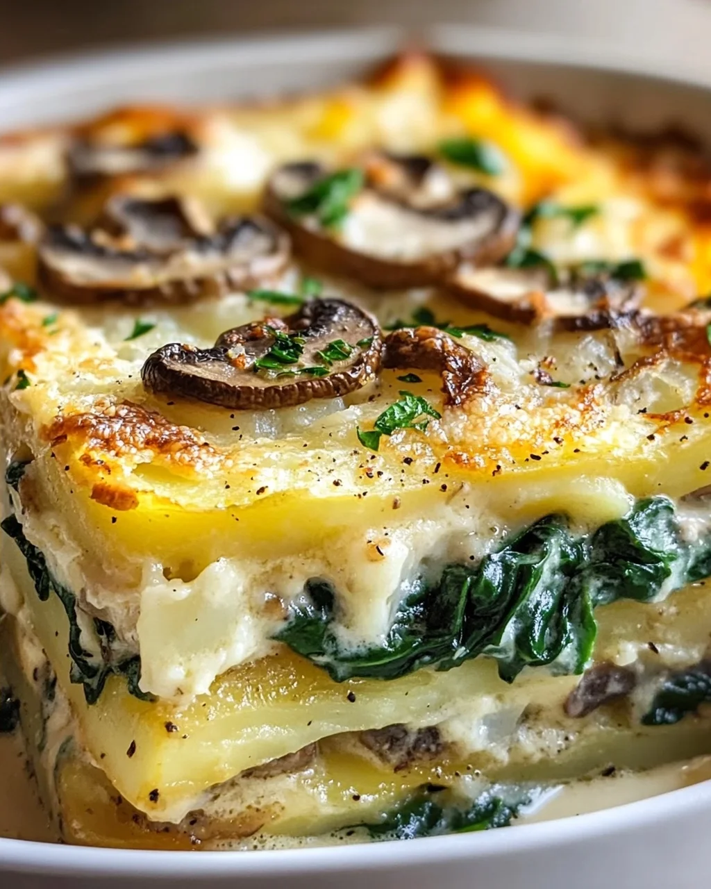 Rustikaler Kartoffel-Spinat-Pilz Auflauf – Herzhaft & Lecker!