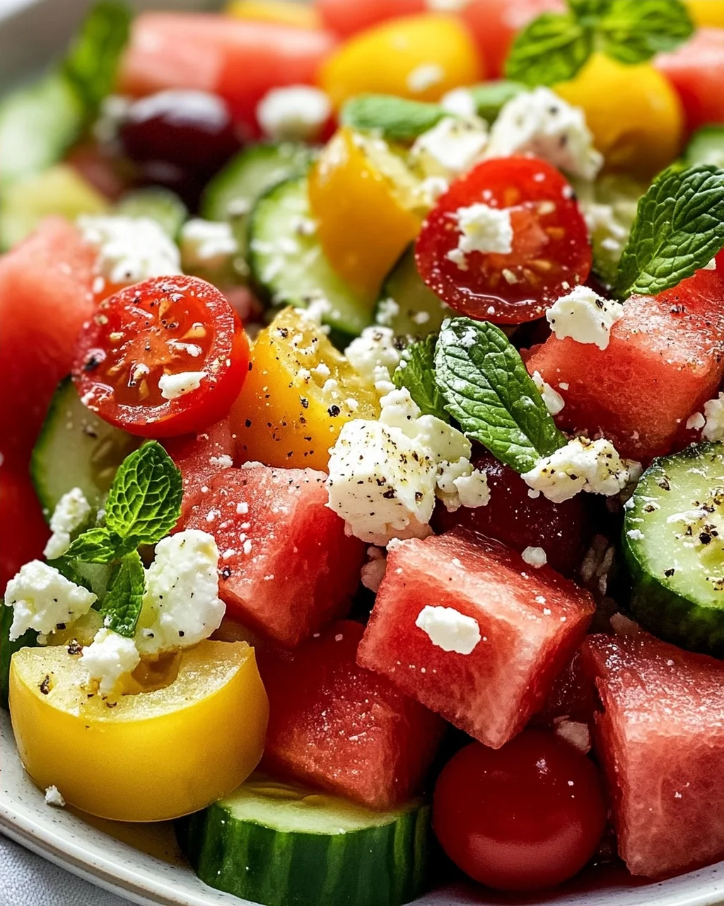 Sommerlicher Griechischer Salat mit Wassermelone & Minze