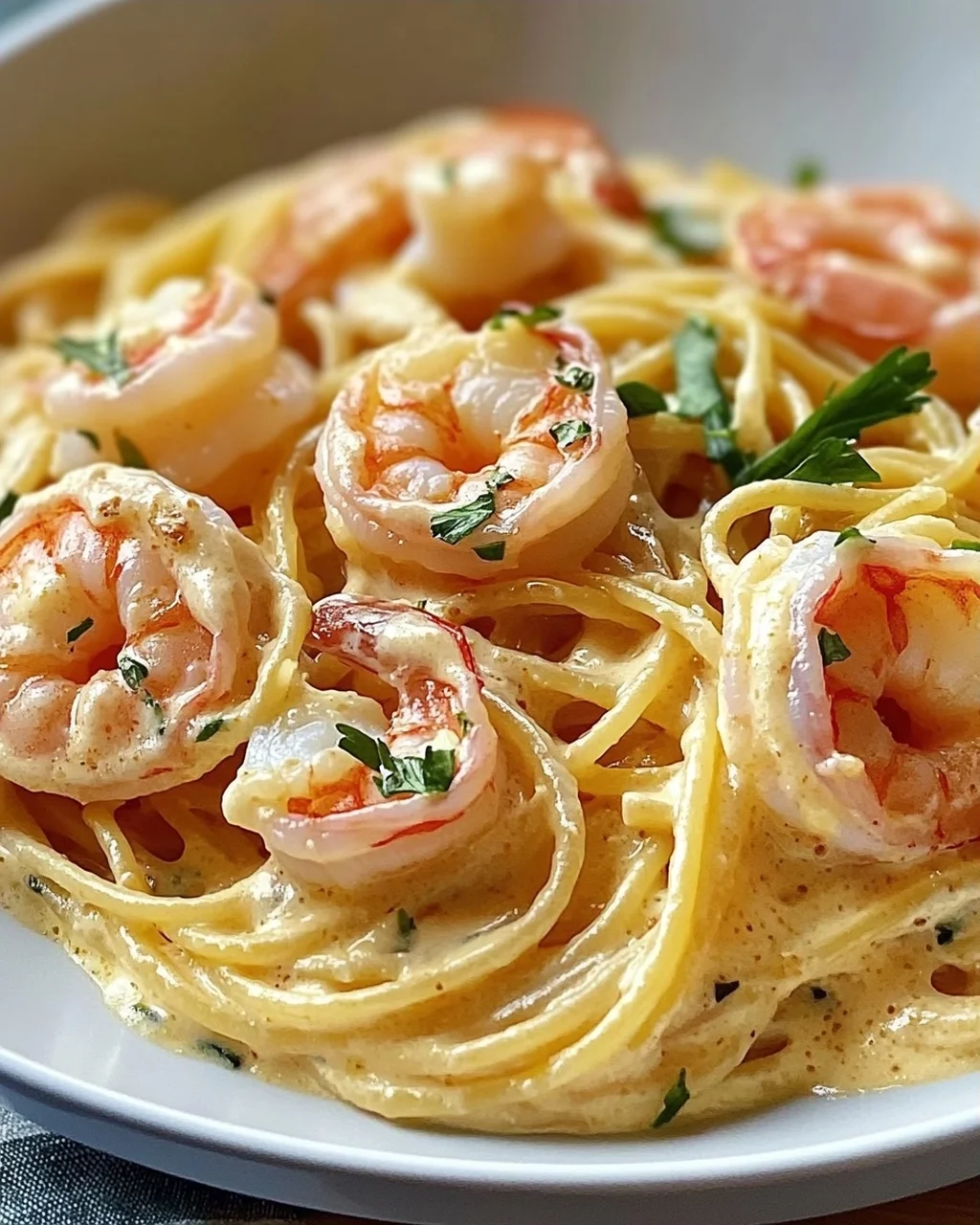 Spaghetti Mit Garnelen In Frischkäsesauce