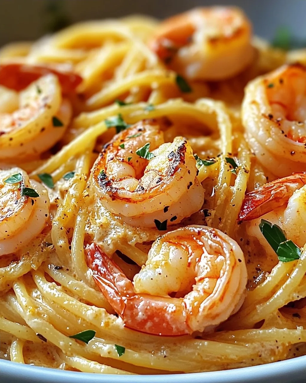 Spaghetti Mit Garnelen In Frischkäsesauce