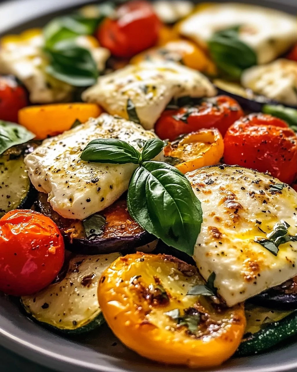 Überbackener Mozzarella auf Ofengemüse – Lecker & Gesund