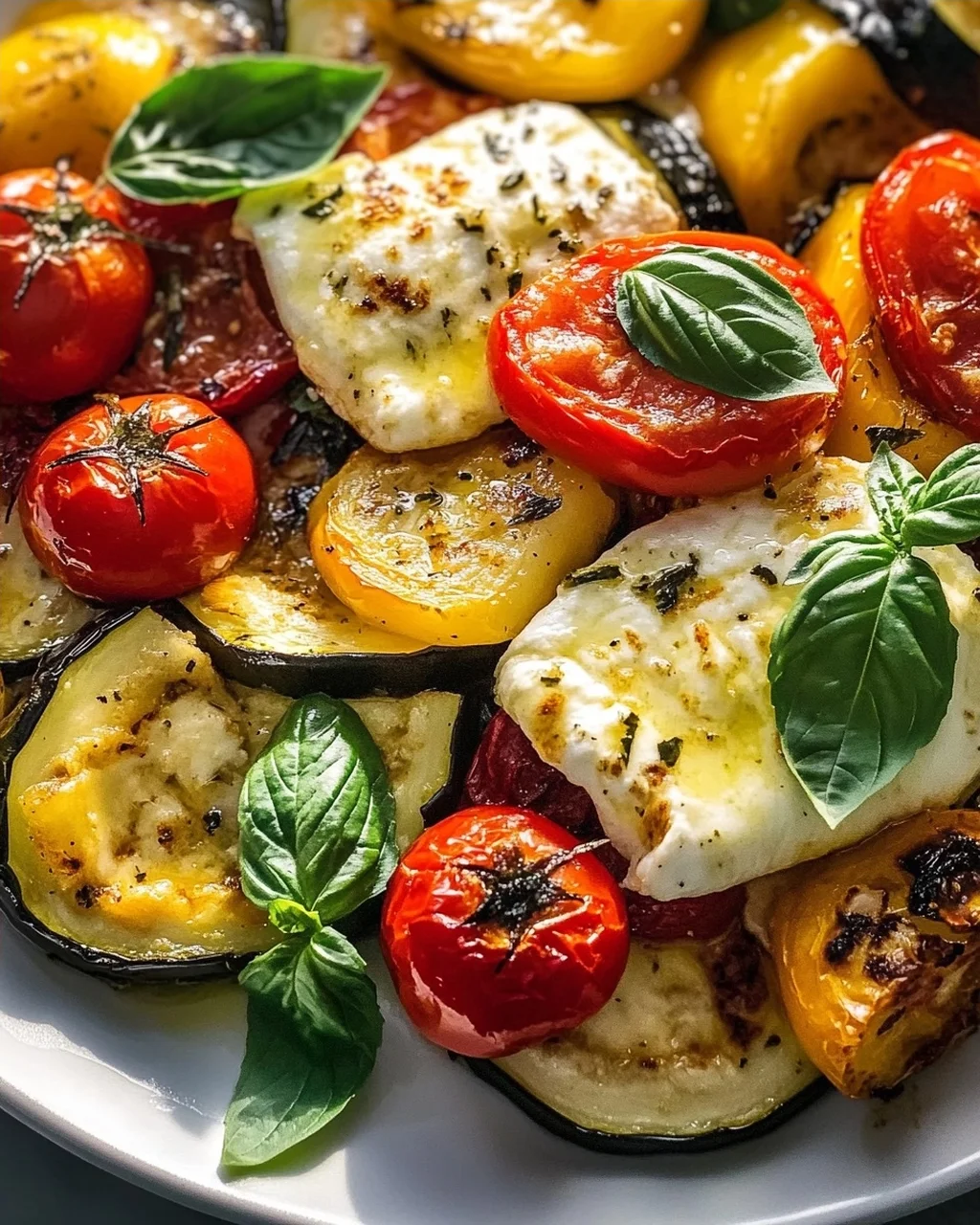 Überbackener Mozzarella auf Ofengemüse – Lecker & Gesund