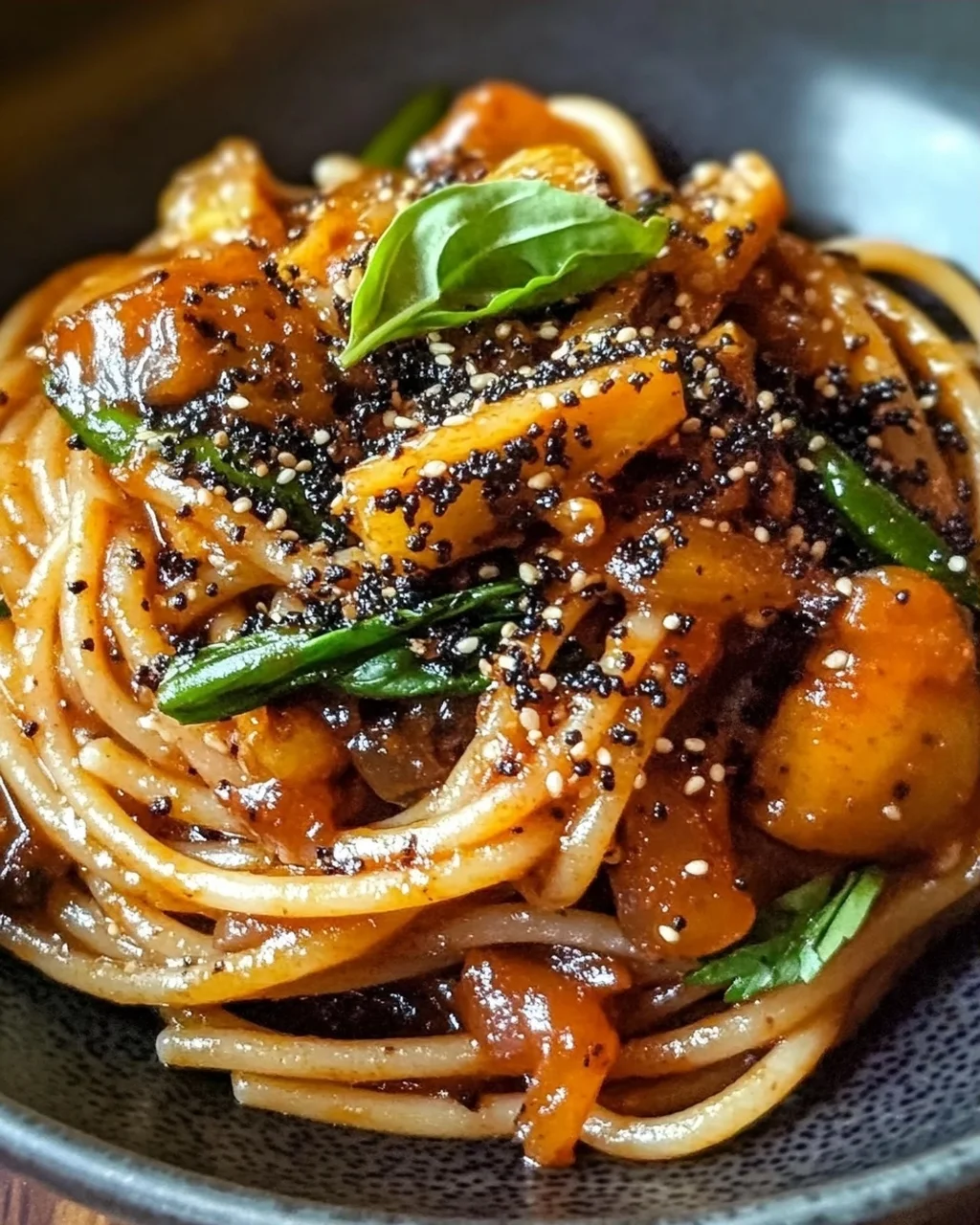Vegan Singapore Schwarzer Pfeffer Sauce Spaghetti
