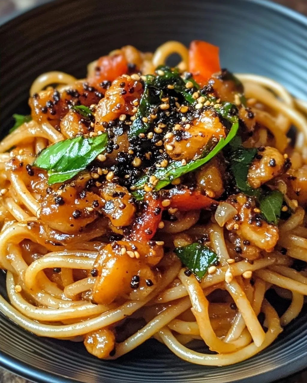 Vegan Singapore Schwarzer Pfeffer Sauce Spaghetti