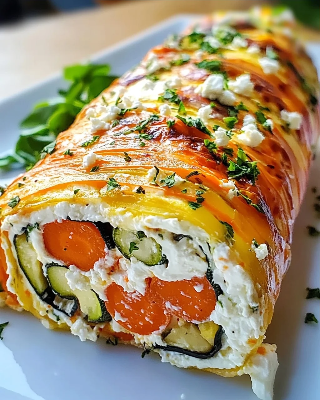 Vegetarische Gemüserolle mit Frischkäse und Feta genießen