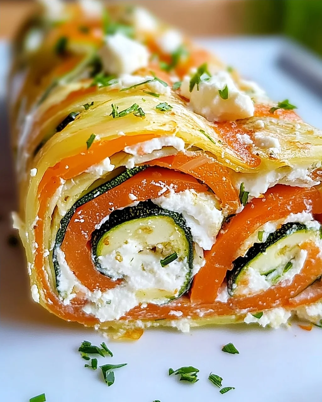 Vegetarische Gemüserolle mit Frischkäse und Feta genießen