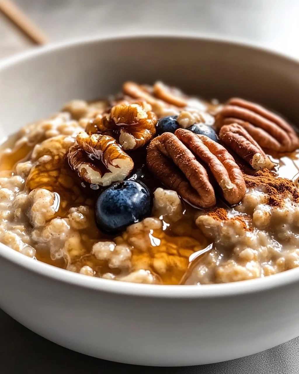 Warmes Maple Pecan Oatmeal: Gemütliche Haferflocken-Bowl