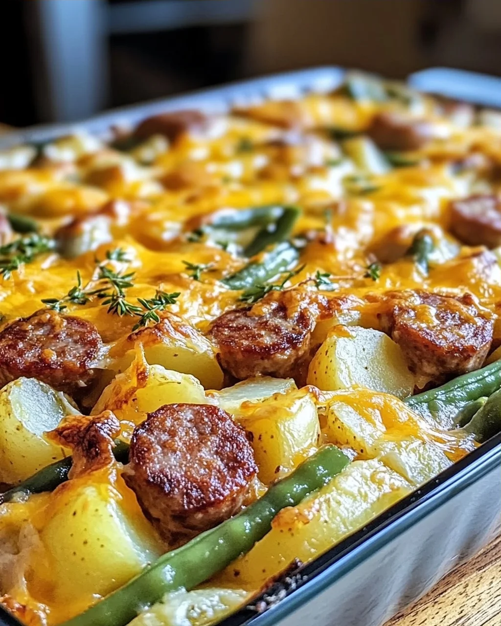 Wurst Bohne Kartoffel Auflauf für herzliche Abende