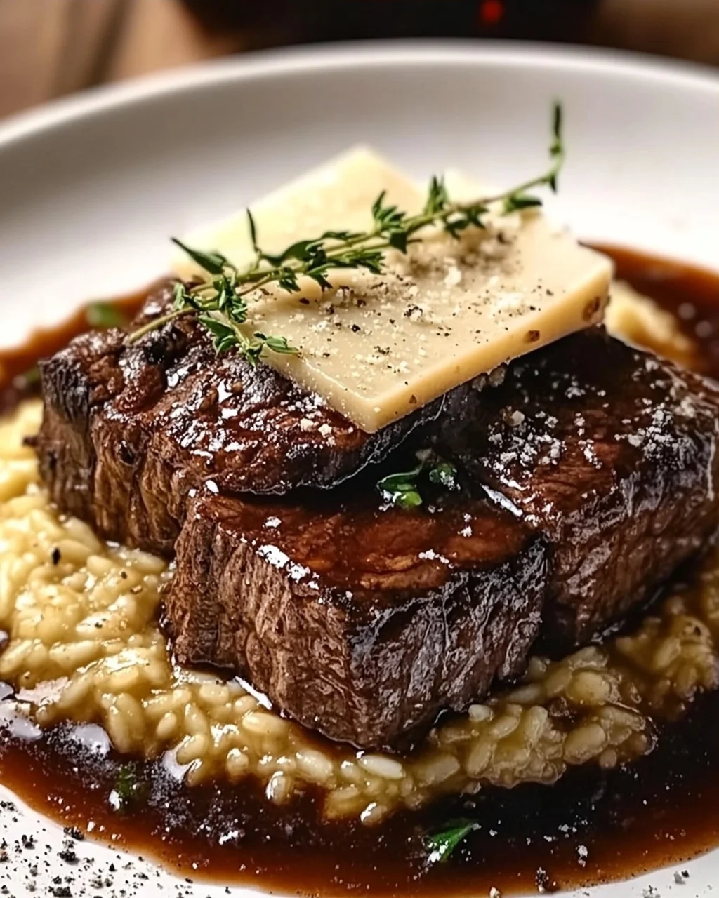 Zarte Rinderbrust in Cola mit cremigem Parmesan-Risotto genießen